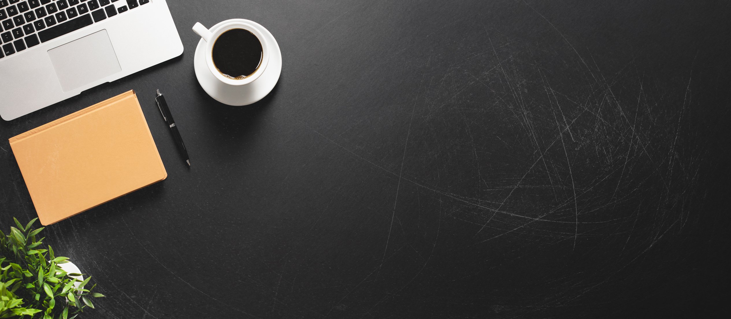 Stylish Table Desk Workspace on Black Background